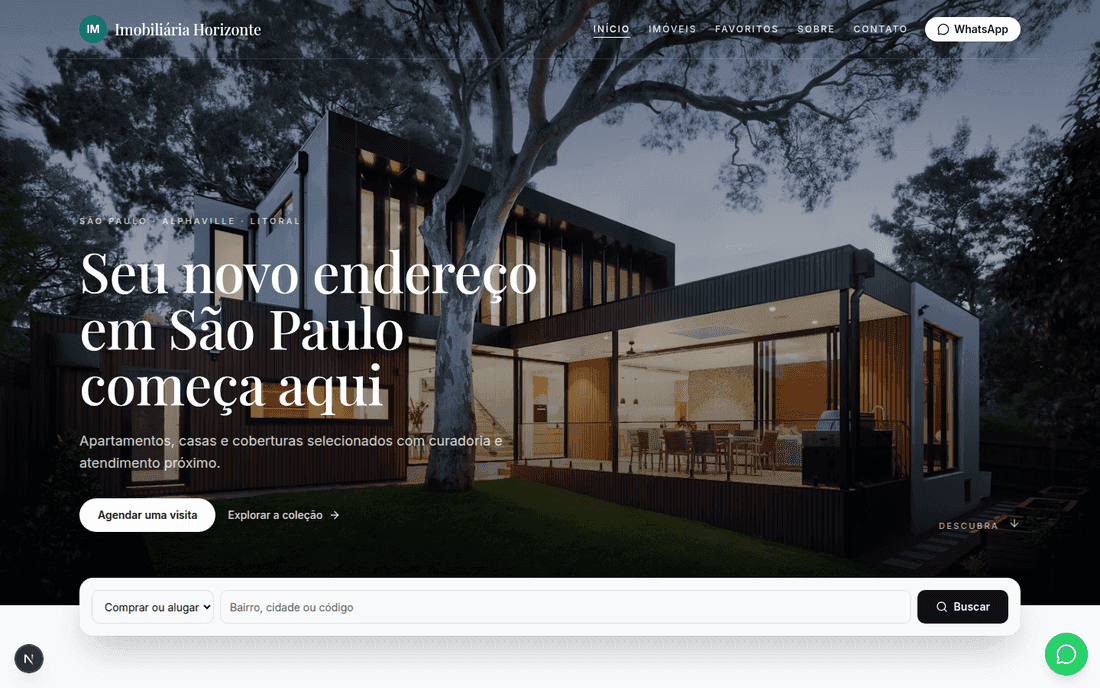 Tela de site da empresa do sistema